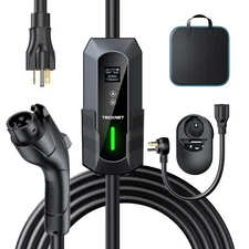 Level 1&2 EV Charger 16A J1772 w/ NEMA 6-20 & 5-15 Plug, 25FT Cable