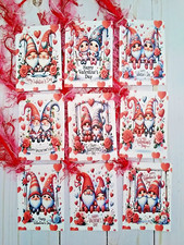 9 Valentine Gnomes Handmade Gift Tags Scrapbooks Junk Journals Crafts Planners