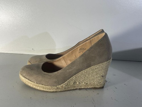 Office London Ladies Shoes Size 4(37) Beige Suede Wedge Espadrille Shoes -E26