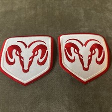 Dodge Ram Truck Patch Iron-on Shield Lot Of 2 Red White Hemi