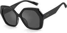 ZENOTTIC Retro Oversized Hexagonal Sunglasses for Women 100% UV400 C1 Black 