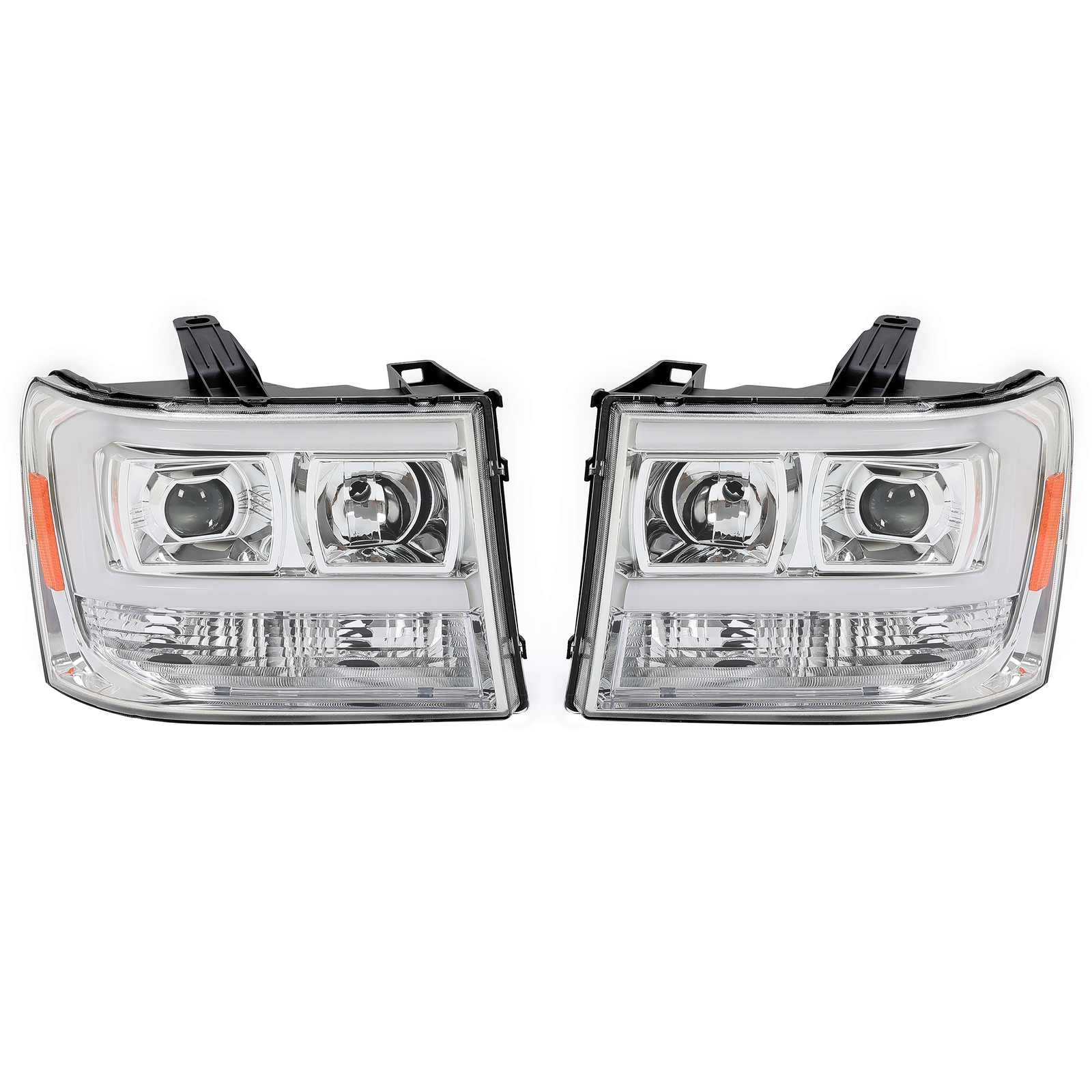Chrome LED DRL Projector Headlights For GMC Sierra 1500 2500HD 3500HD 07-2013 14