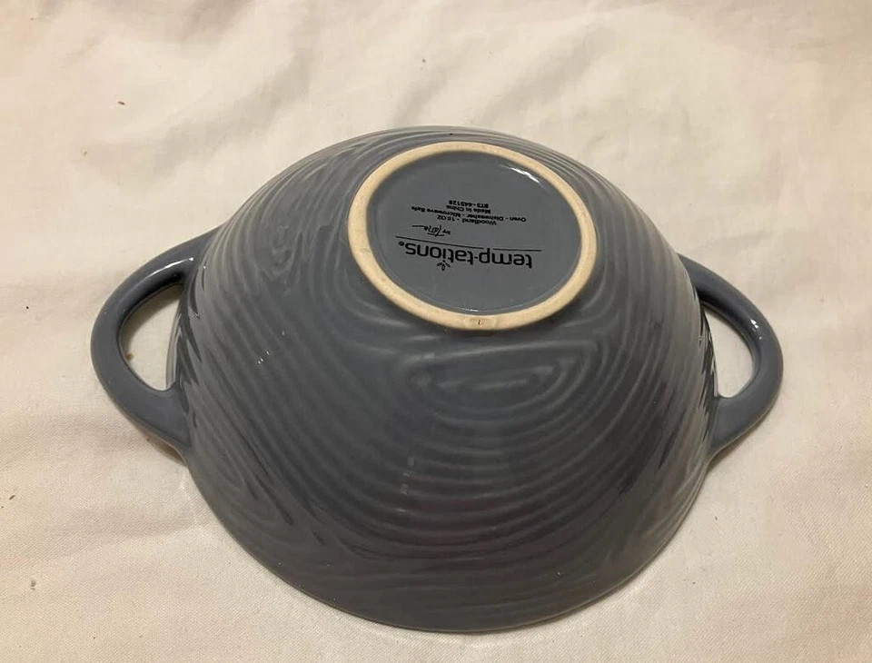 Temp-tations Cuencos de Sopa con Asas-Juego de 4- Acero Azul Gris-6.5" Diámetro Foto 4 de 4