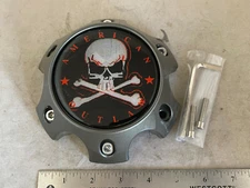 Red Logo American Outlaw Rim Gunmetal Wheel Hub Cover Center Cap BC-789S 6 Lug