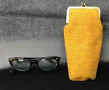 VTG Viennaline Cat Eye Glasses Need Repair   Vint Fabric Case Twist Snap Top