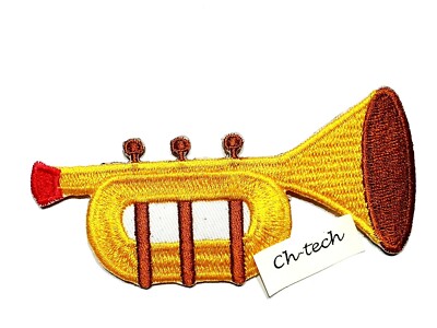 TRUMPET EMBROIDERED IRON SEW ON PATCH MUSIC CLOTHES BADGE