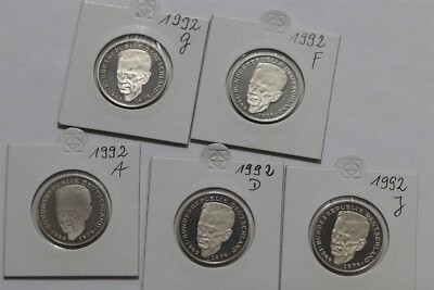     DEUTSCHLAND BUND SCHUMACHER 2 MARK 1992 PROOF - 5 MÜNZEN B71 #44