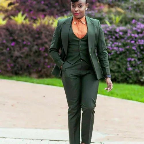 Plus Size 3Pcs Women Suits Green Wedding Party Tuxedo Business Jacket Outfits - Picture 5 of 13