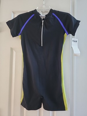 NOS True Vintage 80s Aerobics Leotard Bodysuit Dance Wear Black L Cotton USA