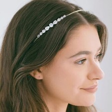 Crystal Wedding Headband Bride Headpiece Silver Rhinestone Bridal Hair Jewelr...