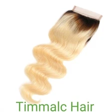 12A BRAZILIAN BLONDE 1B/613 ROOT LACE CLOSURE 4X4 ALL PARTING STRAIGHT/BODY WAVE