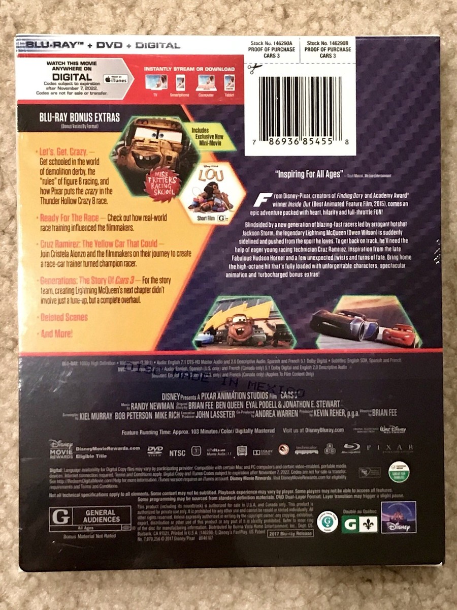 NEW CARS 3 Exclusive DigiBook PIXAR 32-Page Storybook/Blu