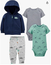 Brand New Carter's Baby Boys 4-Piece Outfit 0  3M   Bodysuits, Jacket  Pants