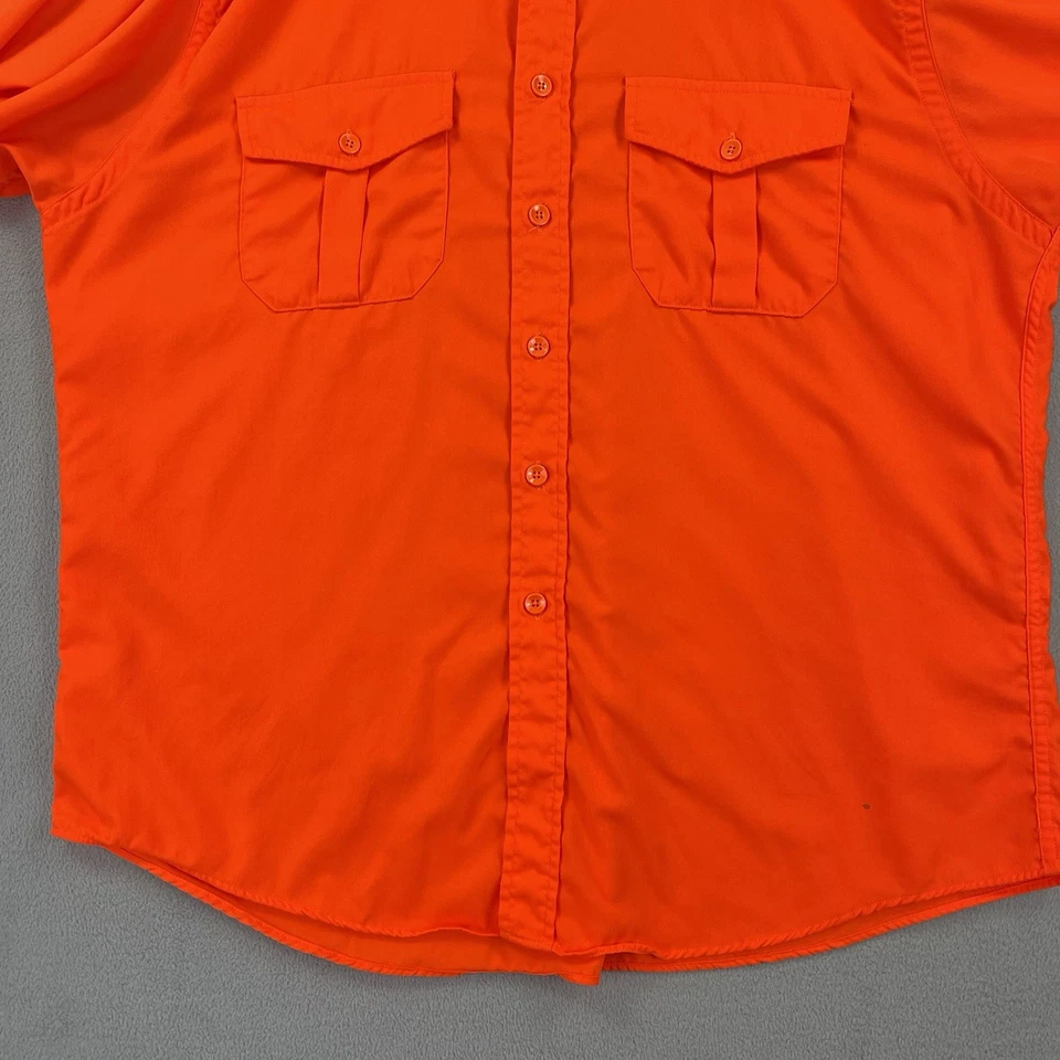 Vintage LL Bean Shirt Mens XL Blaze Orange Button Up Long Sleeve Made In USA 80s - Image 4 of 4