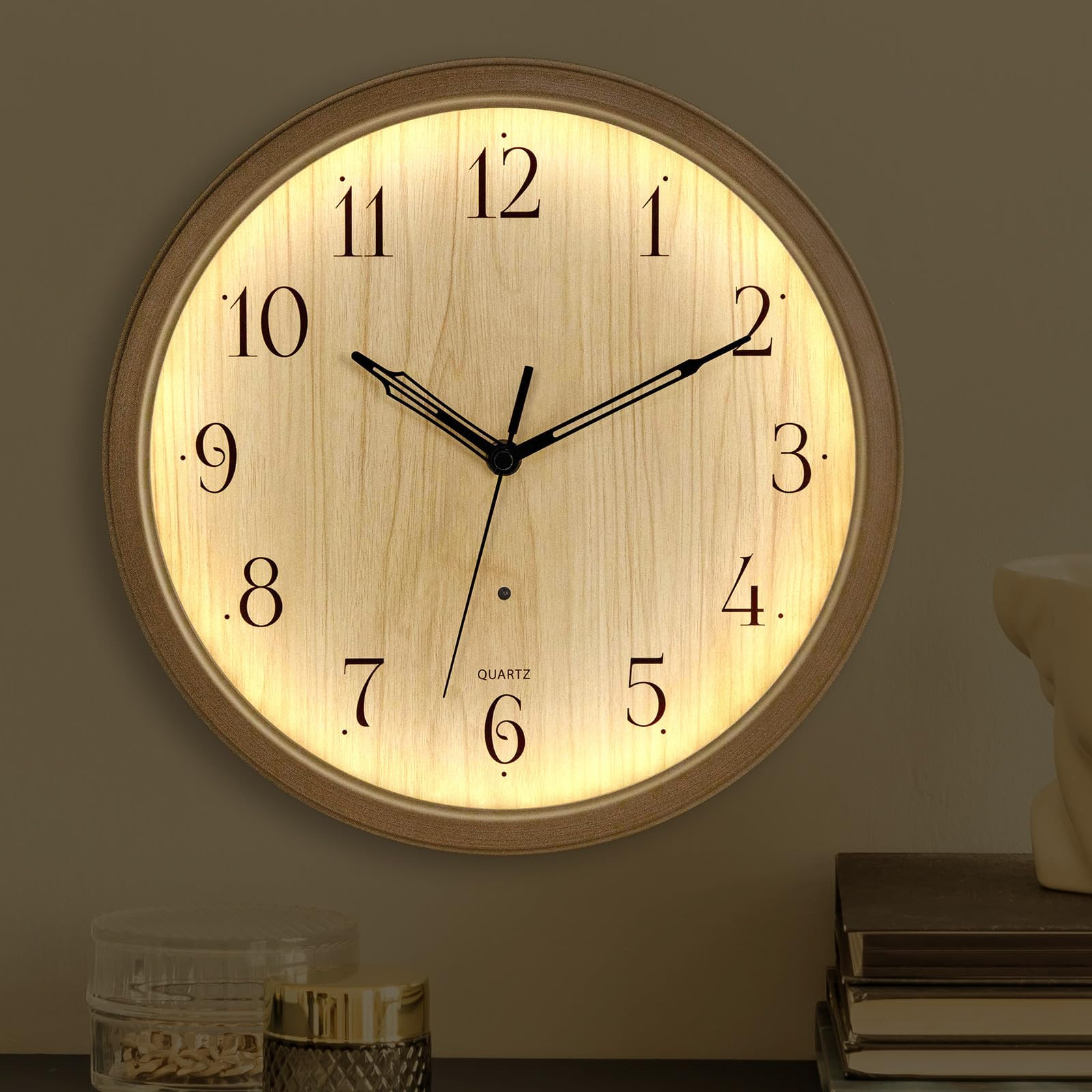Silent Smart LED Wall Clock with Night Light and Battery Operation-image