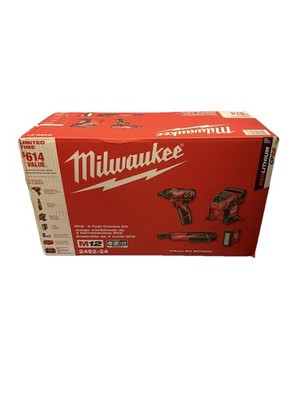 Milwaukee 2492-24 M12 4-Tool Combo Kit - Screwdriver Ratchet Inflator ROVER 2.0