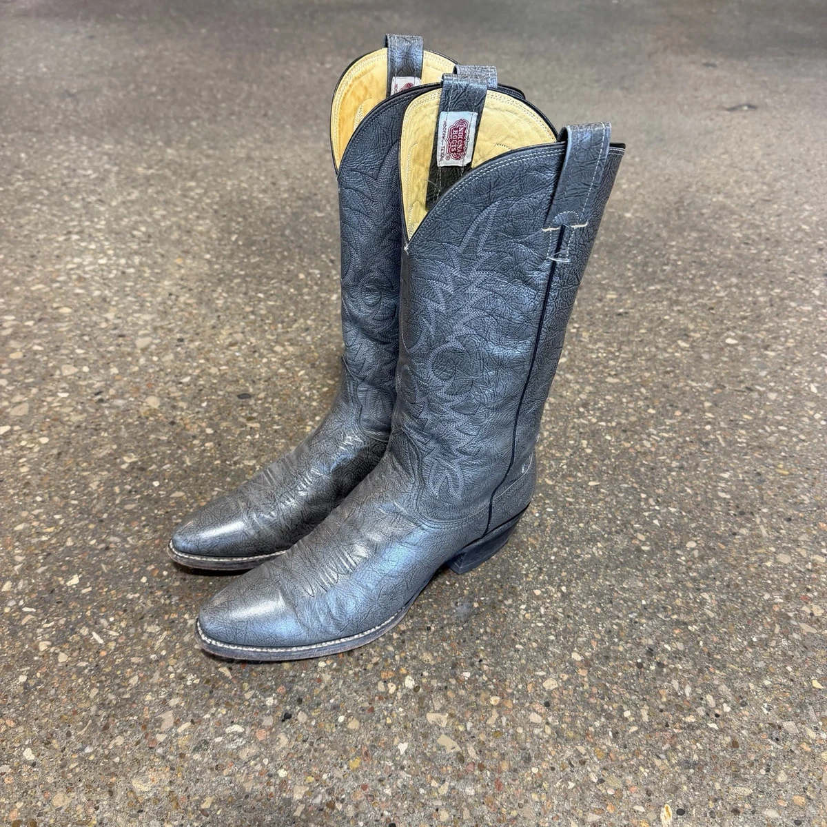 NOCONA‎ Mens Size 7.5D Vintage Gray Leather Cowboy Western Boots Rodeo Nocona Men main image 2