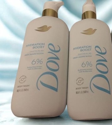 Dove Serum Body Wash Hydration Boost actively drenches dry skin with Hyaluronic