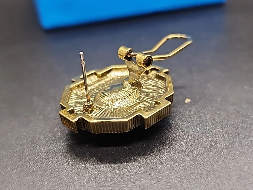 Pendientes de cristal octágono champán Heidi Daus 1,25" con detalles de diamantes de imitación nuevos en caja Foto 4 de 4