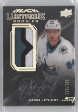 2020 SPx UD Black Lustrous Rookies Tier 1 110/125 Maxim Letunov Patch Auto 01g1