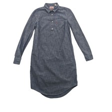 Levis Chambray Shirt Dress Denim Popover Button Front Minimalist Resort Size XS
