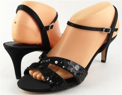 $115 RAGAZZA VAIL 2 Black Silk Designer Open Toe EVENING Sandals 8 