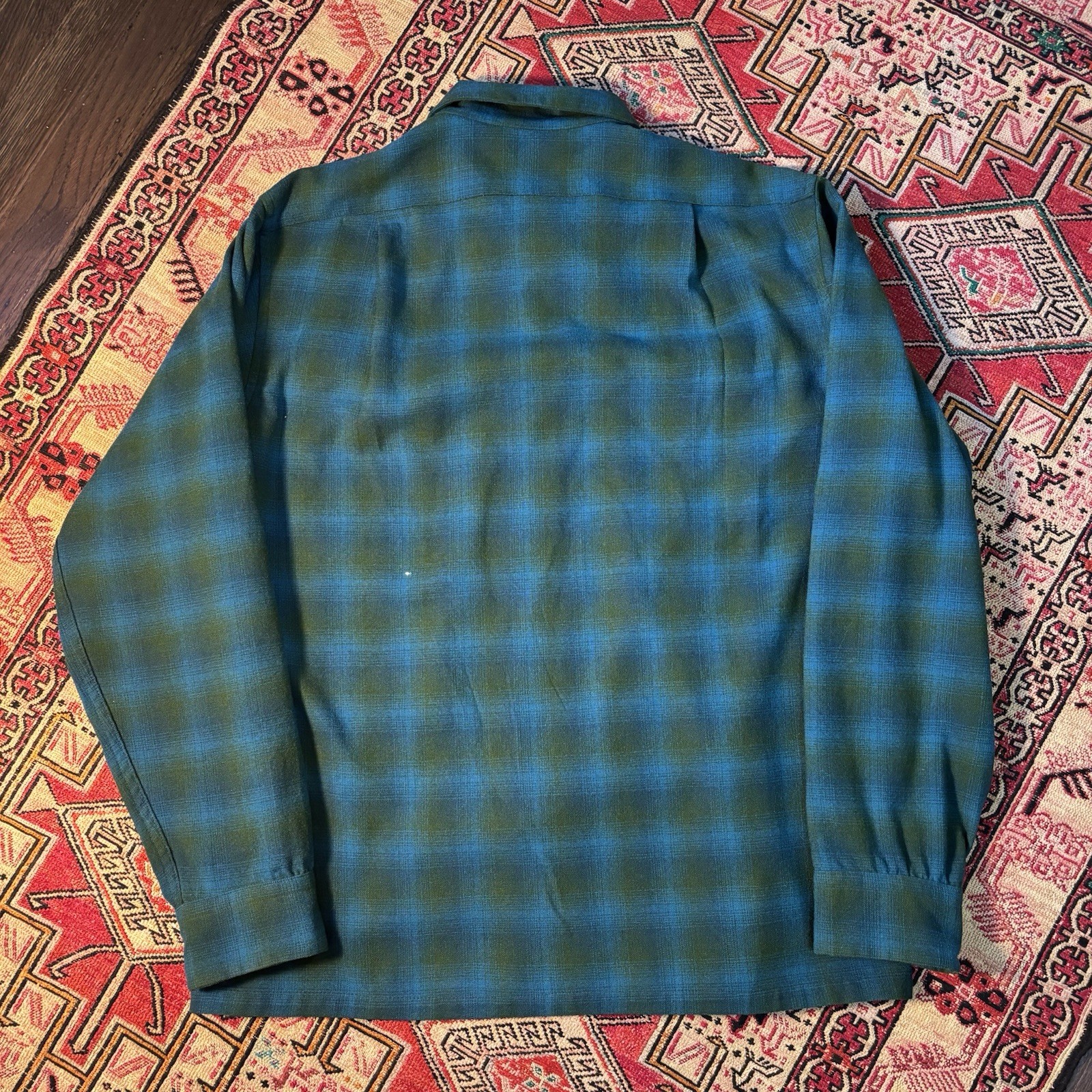 Vintage Pendleton Loop Collar Green Shadow Print … - image 11