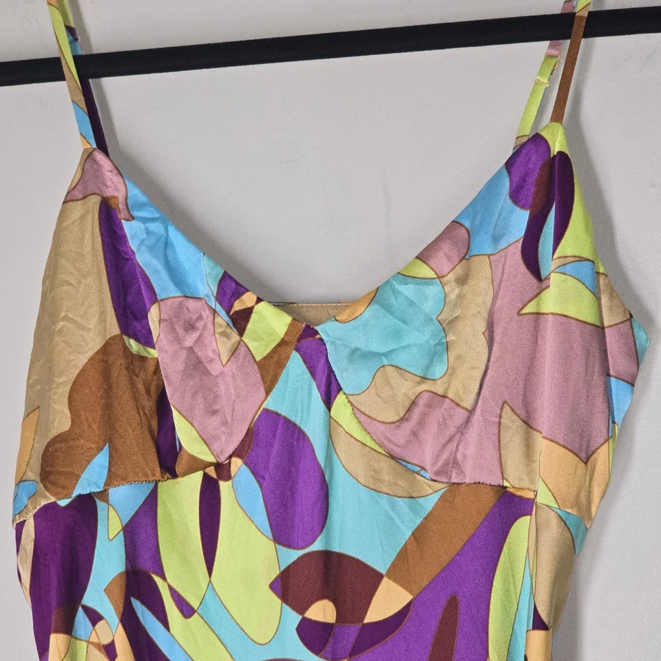 Vestido Babydoll Midi de Seda Express para Mujer Talla 1/2 Cuello en V Y2K Indie Retro Abstracto Foto 4 de 4