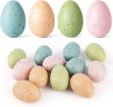 24 Pcs Easter Speckled Eggs, 2.4" 4 Colors Plastic Eggs for Easter Decorations,