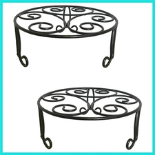 2 Pack 13in Heavy Duty Metal Plant Stand - Rustproof Iron for Indoors & Outdoors