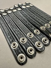 8 Vintage Police Belt Keeper Straps, Tooled Leather, Silver Double Snaps NOS Lot