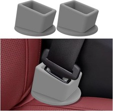 Car Seat Belt Buckle Holder, 2PCS Silicone Easy Access Vehicle Seatbelt Gray