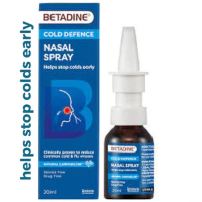 3 X BETADINE Adult Cold Defence Nasal Spray 20ml Helps Stop Cold Early