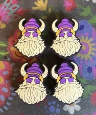 4 Pce MINNESOTA Football Team Shoe Charms Viking In Sunglasses NEW