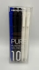 Kaco Pure Gel Pens 0.5mm (Pack of 10)-Black Ink - Black Blue White Rods