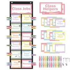 Pastel Class Jobs Pocket Chart Helpers Cards Clips Hooks Teacher Bulletin