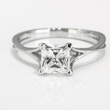 1/2 CT Solitaire Diamond Engagement Ring Princess Cut F/SI1 14K White Gold