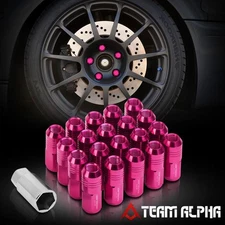 20x 12mmx1.5{EXTENDED CLOSED END}Pink Aluminum 50mm Wheel Rim Lug Nut w/Adapter