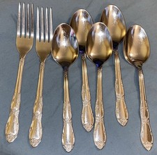 Wm A. Rogers Silver Oneida LTD Silverware Flatware 7pcs 5 Spoons 2 Forks GUC