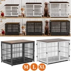 Indestructible Heavy Dog Crate Dog Cage Kennel Home Storage End Table Wooden Top