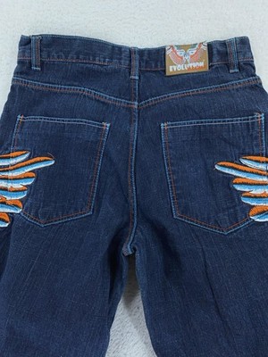 Evolution in Design Jeans ACTUAL 31x31 Embroidered Owl Wings Straight Leg Pants