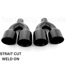 Stainless Steel Quad 4 Out 2.5 Inlet 9 Long Dual Wall Exhaust Tips Dual Wall Stainless Steel Quad 4 Out 2.5 Inlet 9 Long Dual Wall Exhaust Tips Dual Wall