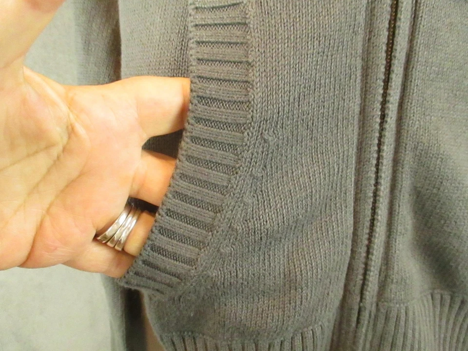 Suéter Vince Mujer Pequeño Gris Con Capucha Cremallera Completa Algodón Cachemira Cárdigan Tejido Foto 4 de 4