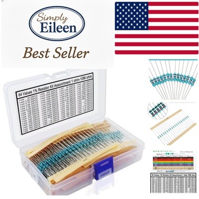 Complete Resistor Kit: 1280 Metal Film Resistors in 64 Values with Storage Box