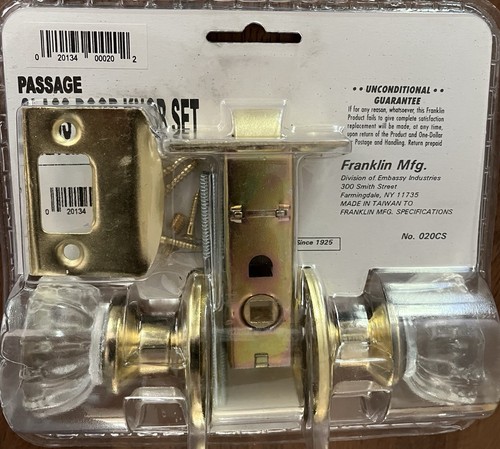 Franklin Mfg. Complete Passage Glass Door Knob Set with Replacement Hardware - Picture 5 of 5