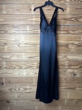 Black satin long halter dress with embellishing at chest David’s bridal size 2