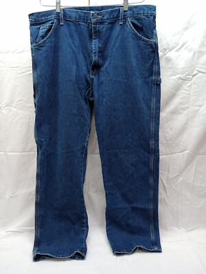 Dickies Men's Size 40x32 Blue Carpenter Straight Leg Dark 100% Cotton Denim Jean
