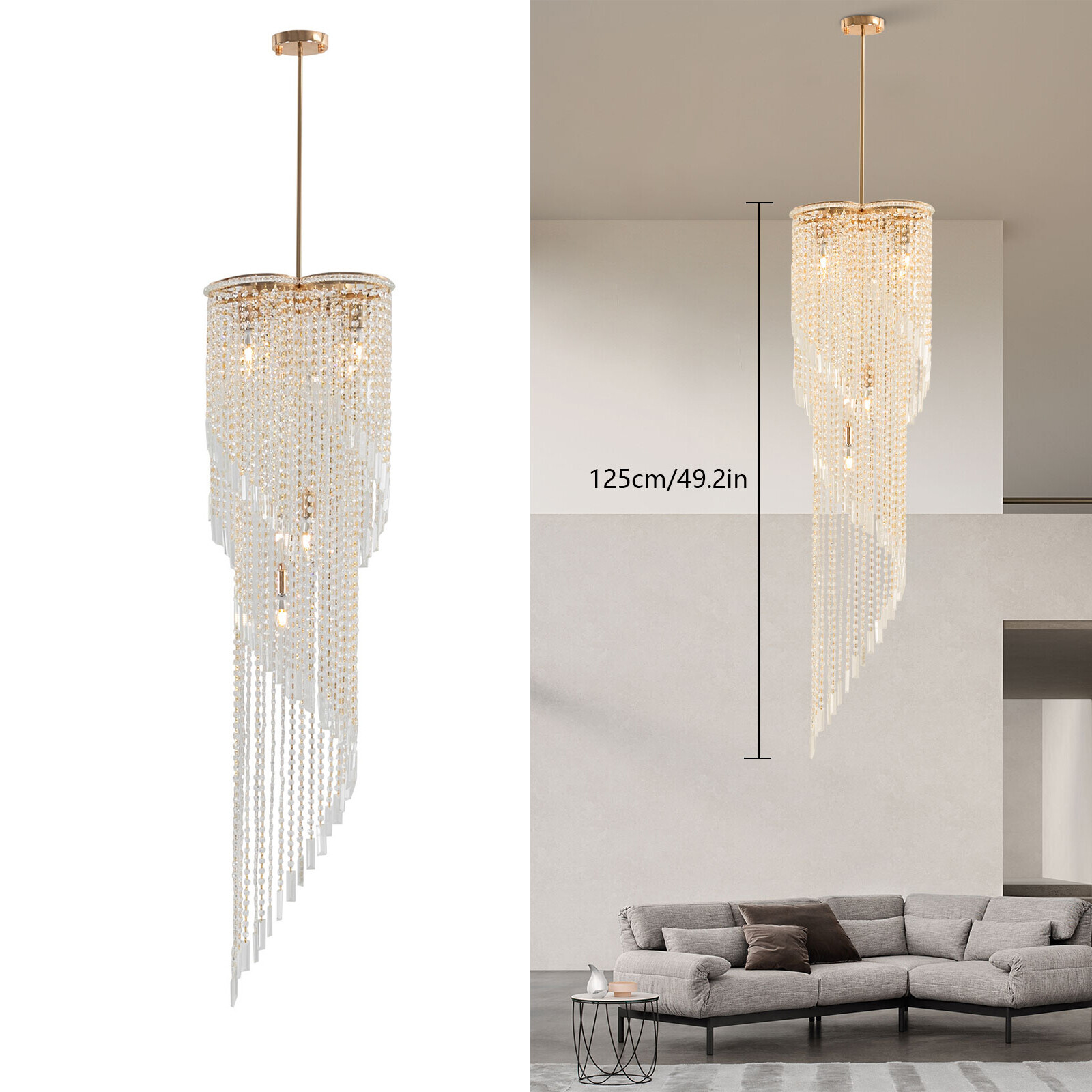 Elegant Luxury Crystal Chandelier Pendant Light for Living Room