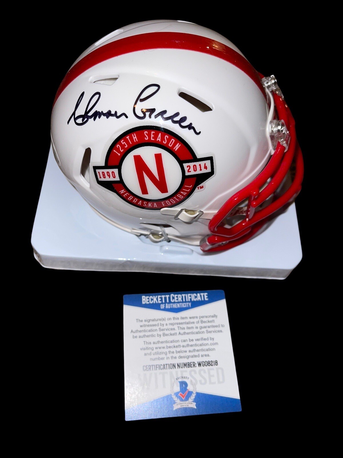 Ahman Green Autographed Signed Nebraska Cornhuskers FOOTBALL MINI HELMET BECKETT 2 