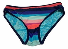 EDDIE BAUER Bikini Bottom Girl Large 14 16 Multicolor Striped Reversible Swim